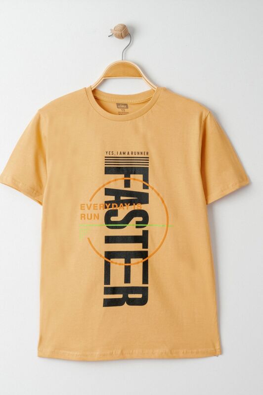13-16 Yaş Baskılı Erkek Tişört Camel - 424210.1576. - 1