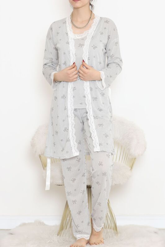 3'Lü Pijama Takımı Füme2 - 19198.1049. - 1