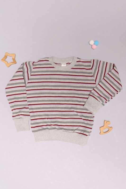 5-12 Yaş Çocuk Çizgili Sweat Gribordo - 15577.1250. - 1