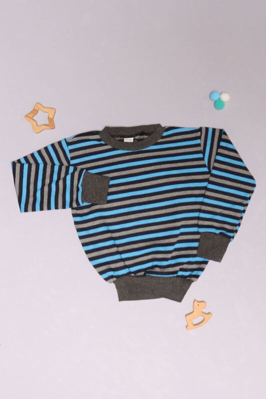 5-12 Yaş Çocuk Çizgili Sweat Grimavi - 15577.1250. - 1