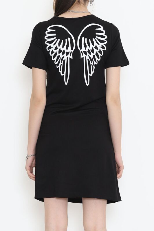 Baskılı Mini Elbise Siyah - 3757.1256. - 5
