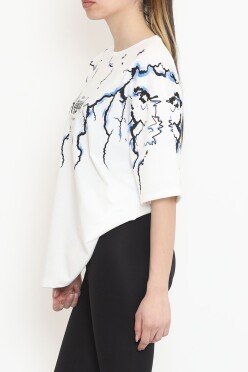 Baskılı Oversize Tişört Beyaz - 15923.336. - 3