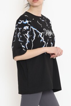 Baskılı Oversize Tişört Siyah - 15923.336. - 3