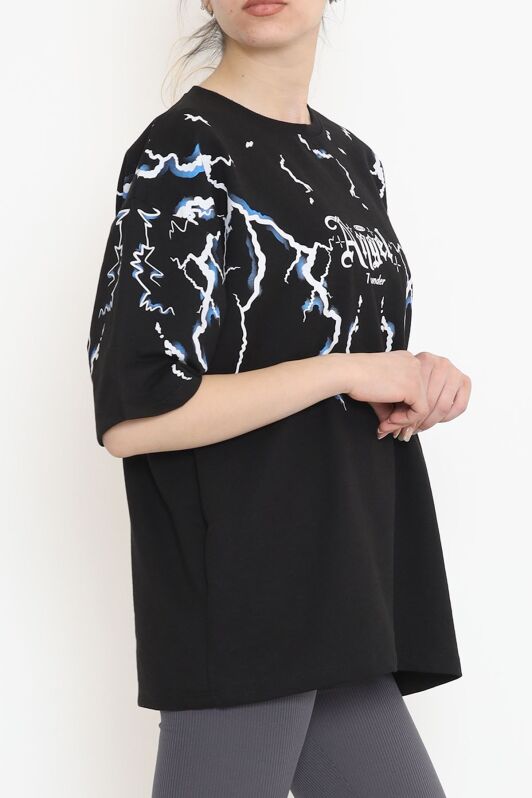 Baskılı Oversize Tişört Siyah - 15923.336. - 3