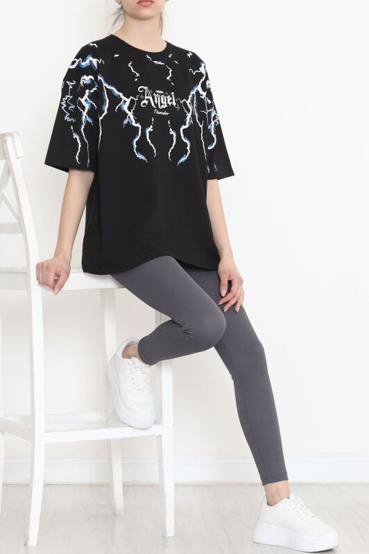 Baskılı Oversize Tişört Siyah - 15923.336. - 5