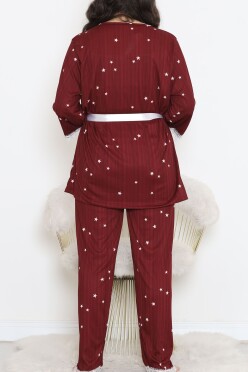 Battal Pegasus Set Pijama Takımı Bordobeyaz - 670.1287. - 5