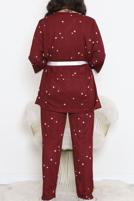 Battal Pegasus Set Pijama Takımı Bordobeyaz - 670.1287. - 5