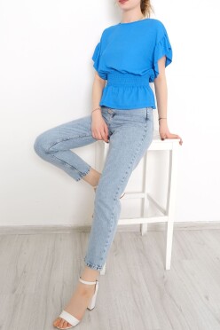 Bel Lastikli Bluz Mavi - 2490.555. - 1