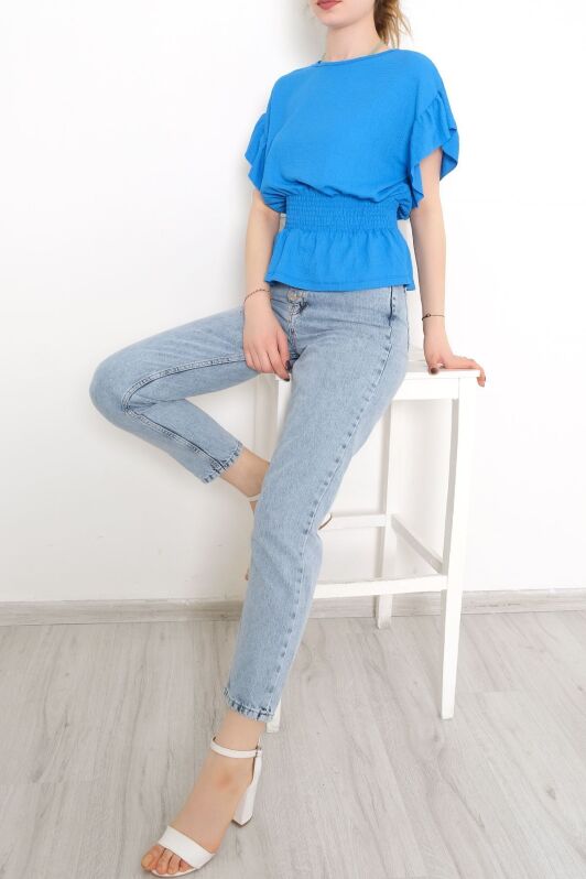 Bel Lastikli Bluz Mavi - 2490.555. - 1