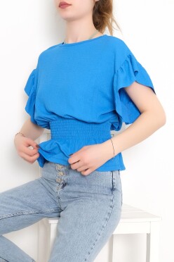 Bel Lastikli Bluz Mavi - 2490.555. - 2