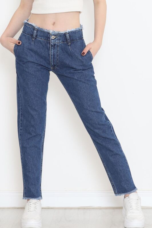 Bel Paça Püsküllü Kot Pantolon Koyumavi - 600.1367. - 1