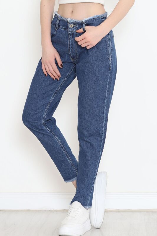 Bel Paça Püsküllü Kot Pantolon Koyumavi - 600.1367. - 2