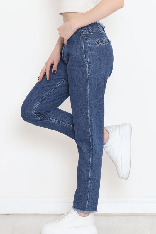 Bel Paça Püsküllü Kot Pantolon Koyumavi - 600.1367. - 3