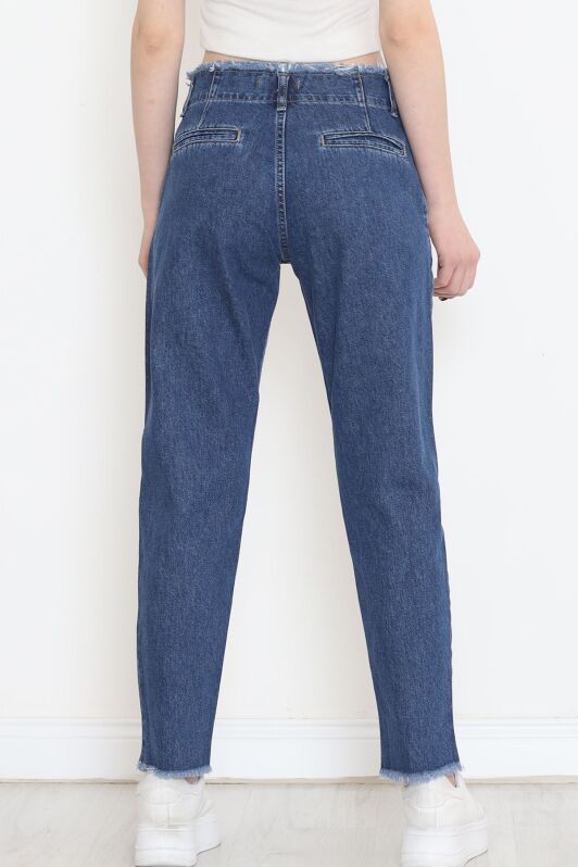 Bel Paça Püsküllü Kot Pantolon Koyumavi - 600.1367. - 4