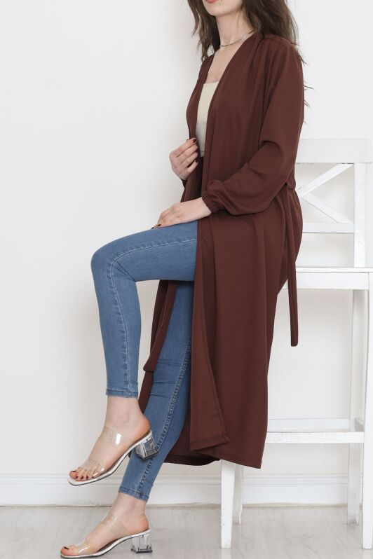 Beli Kemerli Kimono Kahve - 10013.1778. - 4