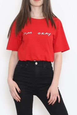 Beli Lastikli Crop Tişört Kırmızı - 16550.1567. - 1