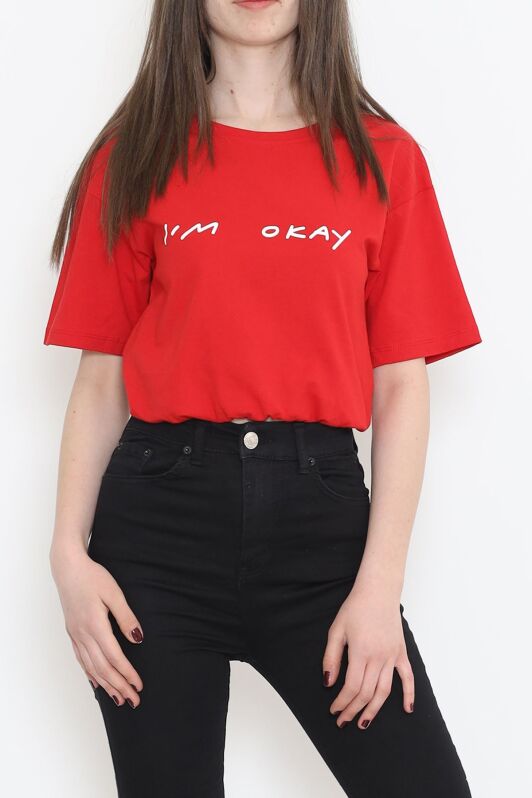 Beli Lastikli Crop Tişört Kırmızı - 16550.1567. - 1