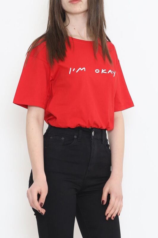 Beli Lastikli Crop Tişört Kırmızı - 16550.1567. - 2