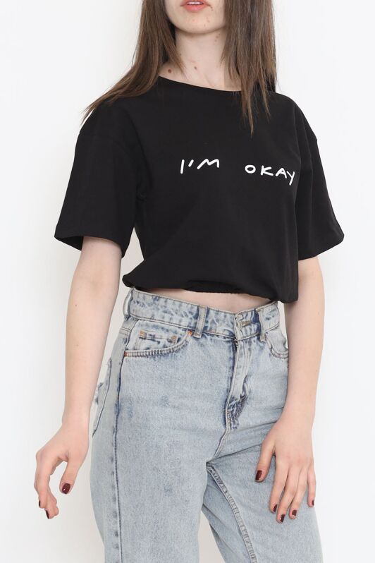 Beli Lastikli Crop Tişört Siyah - 16550.1567. - 1