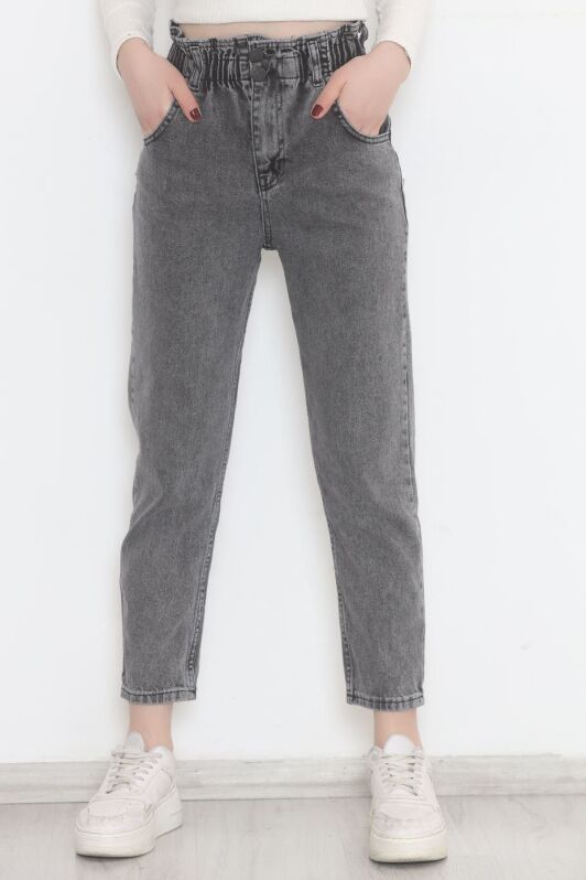 Beli Lastikli Kot Pantolon Gri - 12559.1431. - 2