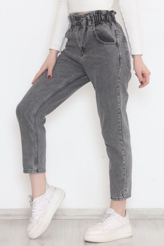 Beli Lastikli Kot Pantolon Gri - 12559.1431. - 3
