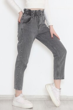 Beli Lastikli Kot Pantolon Gri - 12559.1431. - 4