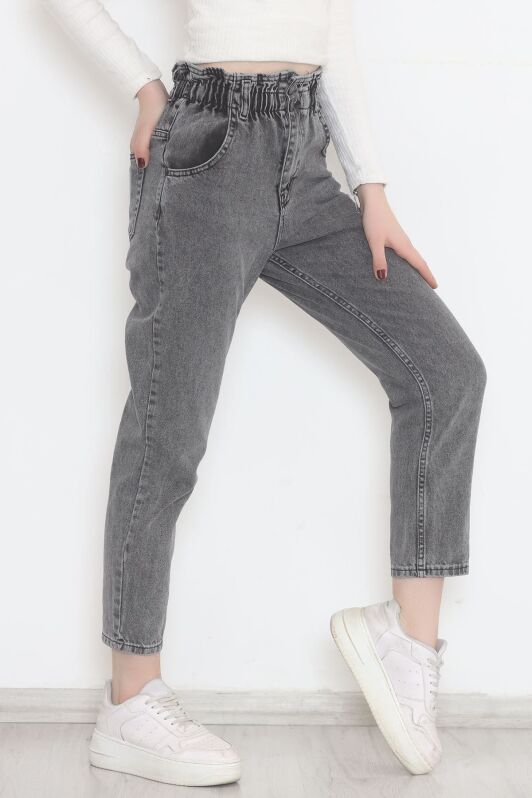 Beli Lastikli Kot Pantolon Gri - 12559.1431. - 4