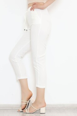 Beli Lastikli Pantolon Ekru - 20819.683. - 4