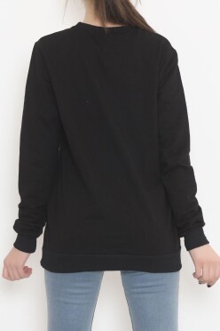 Bisiklet Yaka Baskılı Sweat Siyah - 12394.102. - 4