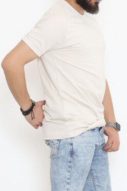 Bisiklet Yaka İki İplik Tişört Taş - 152430.275. - 2