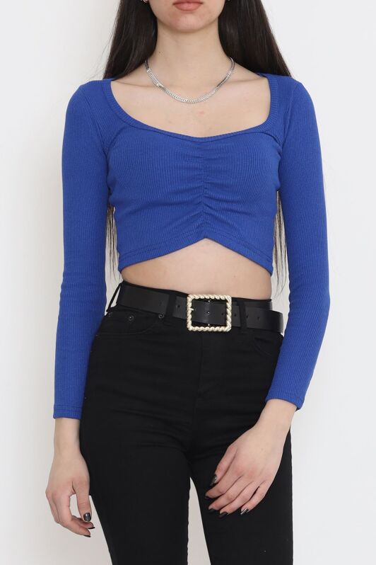 Büzgü Detaylı Bluz Saks - 15940.1567. - 1