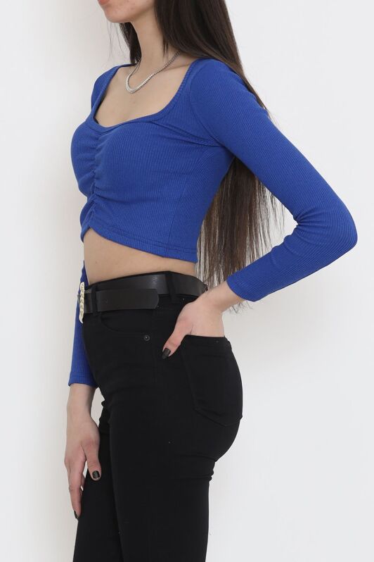 Büzgü Detaylı Bluz Saks - 15940.1567. - 3