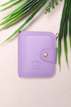 Çıtçıtlı Deri Cüzdan Lila - 17752.915. - 1