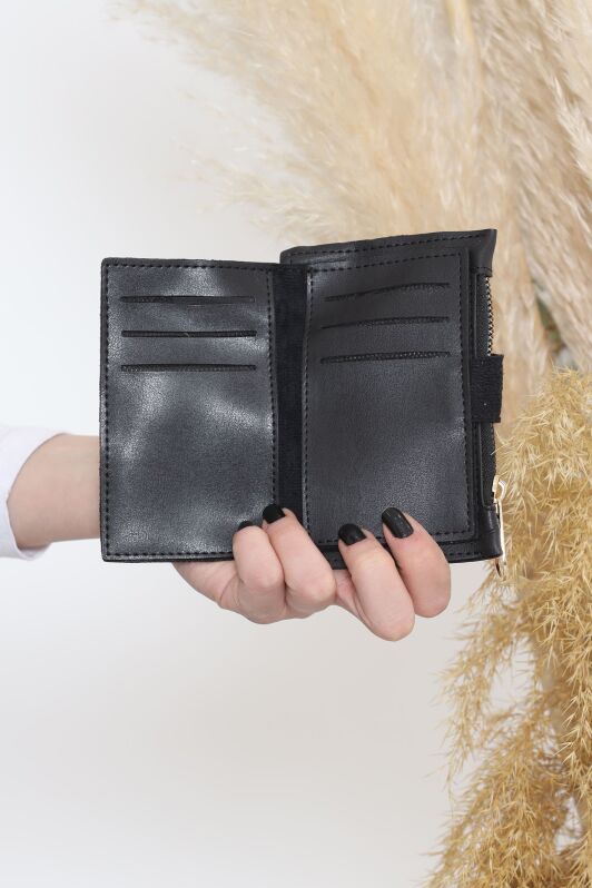 Çıtçıtlı Deri Cüzdan Siyah - 15804.915. - 1
