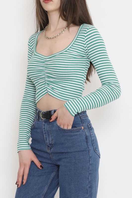 Çizgili Büzgü Detaylı Bluz Benetton - 15939.1567. - 3