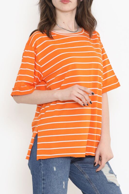 Çizgili Tişört Oranj - 9173.1567. - 3