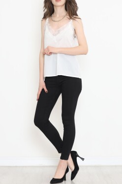 Dantelli Saten Bluz Beyaz - 689.1247. - 3