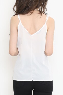 Dantelli Saten Bluz Beyaz - 689.1247. - 4