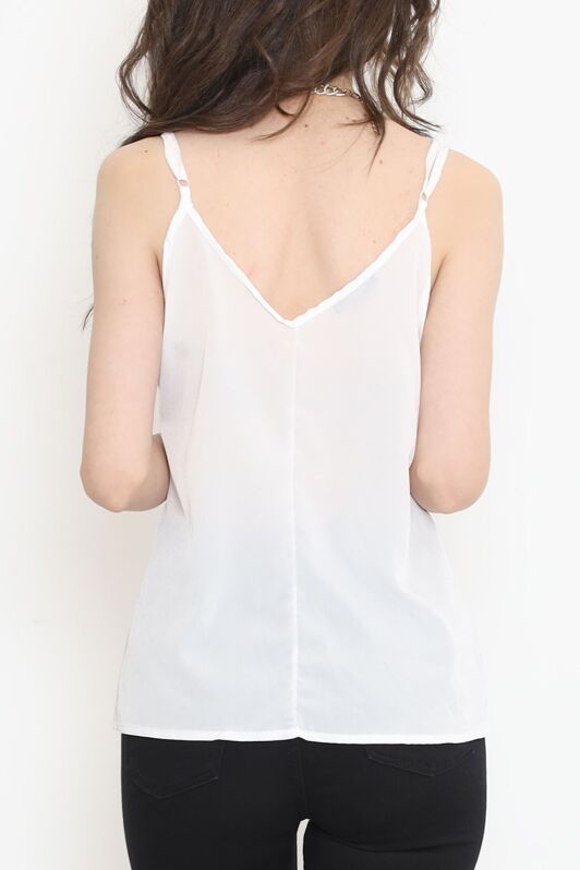 Dantelli Saten Bluz Beyaz - 689.1247. - 4