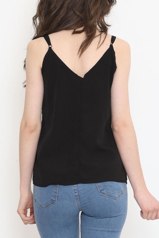 Dantelli Saten Bluz Siyah - 689.1247. - 4