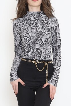Desenli Bluz Gri - 3712.1595. - 1