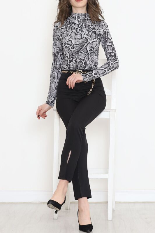 Desenli Bluz Gri - 3712.1595. - 4