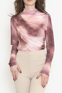 Desenli Bluz Gül - 3712.1595. - 1