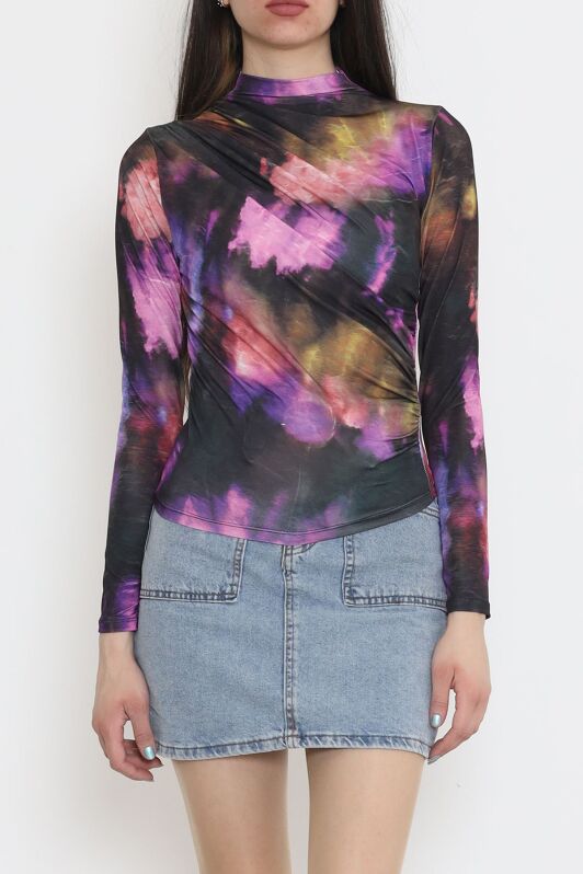 Desenli Bluz Mor - 3712.1595. - 1