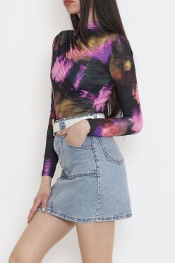 Desenli Bluz Mor - 3712.1595. - 2