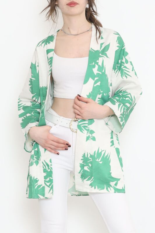 Desenli Kimono Yeşil - 17725.1247. - 1