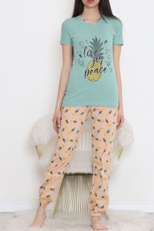 Desenli Pijama Takımı Çağla - 15279.1773. - 2