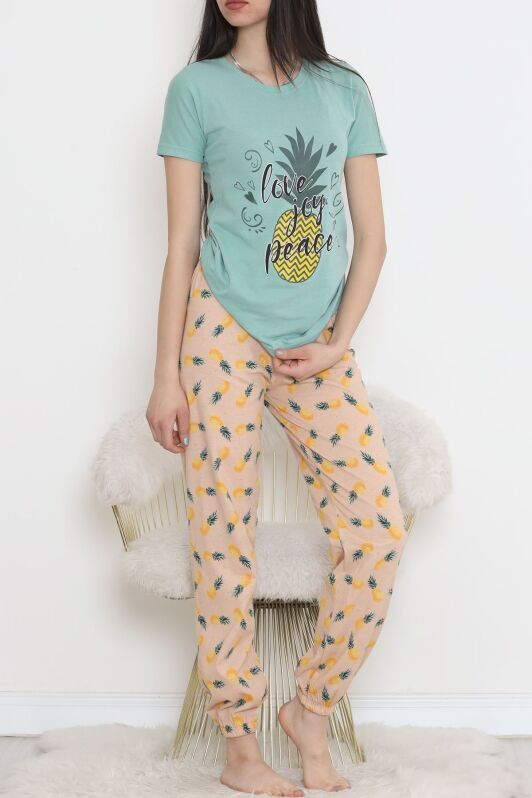 Desenli Pijama Takımı Çağla - 15279.1773. - 3