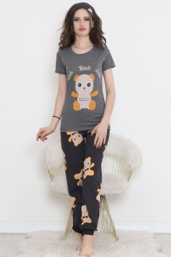 Desenli Pijama Takımı Füme - 15279.1773. - 1