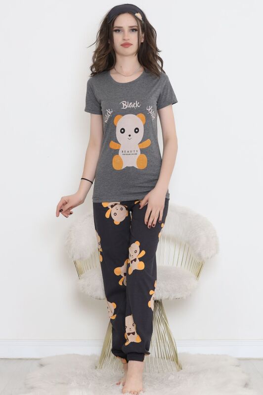 Desenli Pijama Takımı Füme - 15279.1773. - 1